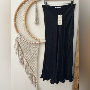 Zara Black Satin Skirt